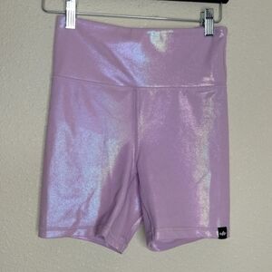 Wodbottom Iridescent Rainbow Foil Lilac Purple Stretch Shorts Women's Size Small